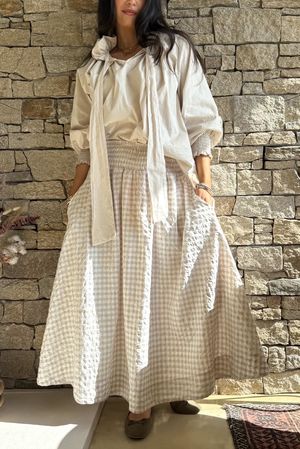 Nonni Gingham Ripley Skirt Stone